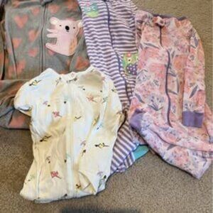 4 One Piece zip up PJs size 3 T